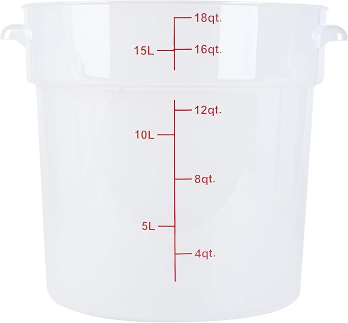 Restaurantware-Met Lux 18 Quart Food Storage Container, 1 Translucent Storage Container - Lids Sold Separately, Red Volume Markers, Dishwashable Container, Side Handles, For Storing Foods