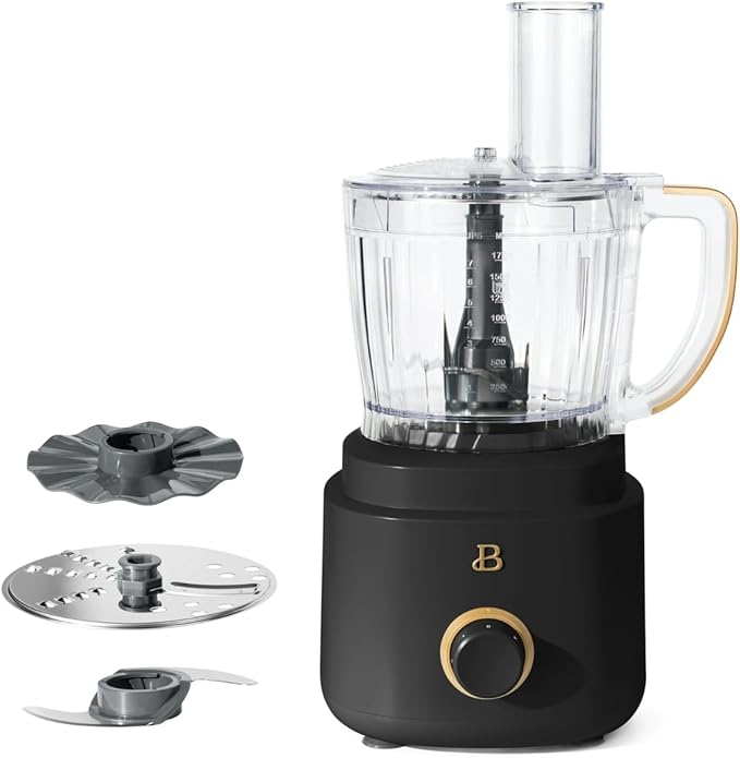 Beautiful 10‑Cup Food Processor ‑ 500 W, Variable Speed, Twist‑Lock, Dishwasher‑Safe Parts, Included Accessories (Black Sesame)