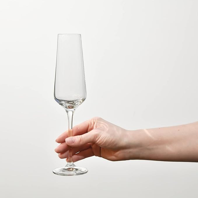 Krosno Crystal Champagne Flute Glasses, Set of 6, 6.1 oz, Avant-Garde Collection, Classic Shape for Timeless Style, Ideal for Mimosas, Prosecco, Sparkling Wine, Dishwasher Safe, Made in Europe