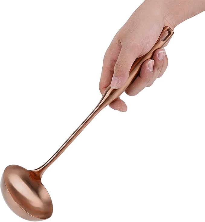 Soup Spoon Kitchen Tools Big Soup Ladle Kitchen Spatula Turner Cooking Tool Stainless Steel Ladle Spoon(Rose Gold 02#)