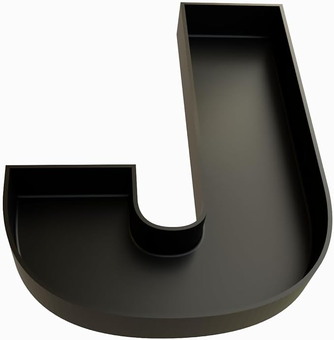 Hard Plastic Reusable Fillable Letters Numbers Serving Trays for Party Decoration (J, Black)