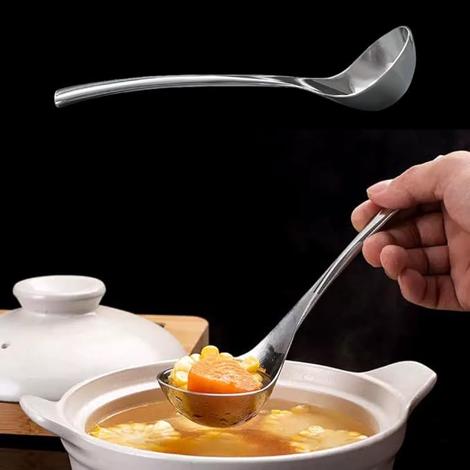 Small Ladle,Sauce,Gravy Soup Spoon 1 Pack Hollow handle SUS 304 Stainless Steel 8‘’ Ladle (Color:Silver).