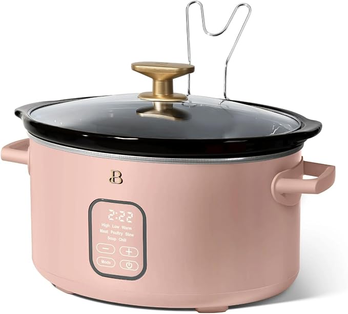 Beautiful 6 Qt Programmable Slow Cooker with Touch Control, Digital Timer and Keep Warm Function – Large Electric pot Capacity Kitchen Appliance by Drew-Barrymore (Rose)