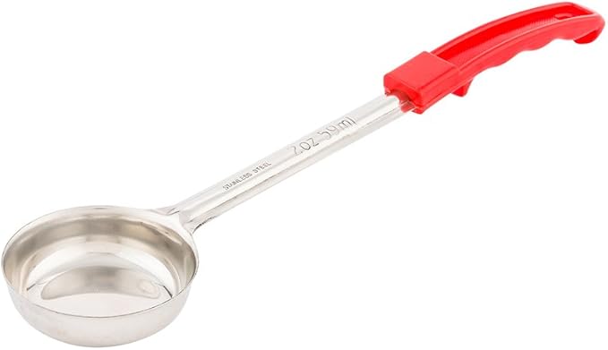 Restaurantware Met Lux 2 Ounce Portion Ladle 1 With Red Handle Portion Serving Spoon - Does Not Corrode Dishwashable Stainless Steel Portion Control Serving Utensil Multipurpose
