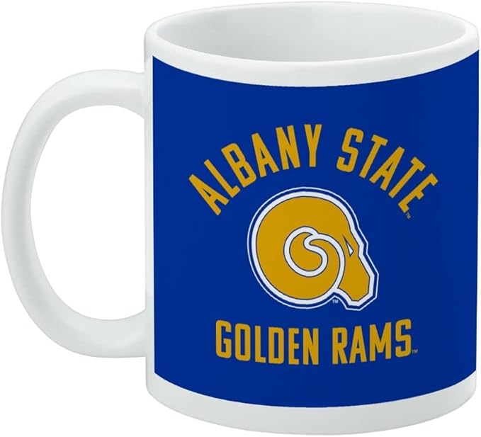 Albany State University Rams Logo Ceramic Coffee Mug, Novelty Gift Mugs for Coffee, Tea and Hot Drinks, 11oz, White