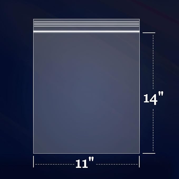 iMailer - 200 Count - 11" x 14" Large Zip Bags - 2 Mil Reclosable Zip Plastic Poly Bags with Lock Seal Zipper for Prints, Photos, Documents, Clothing, T-Shirt