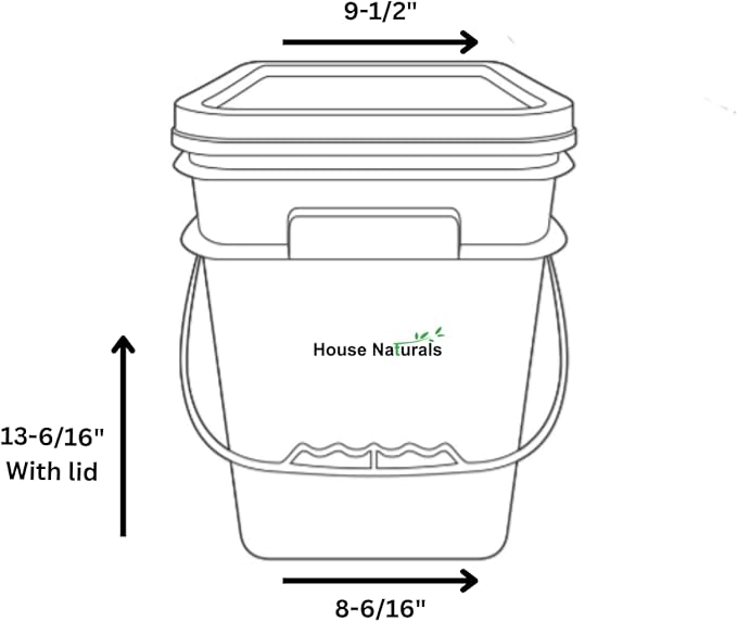 House Naturals 4 Gallon Square Food Grade Bucket Pail with Plastic Handles and Lid (Pack of 3) Made in USA containers (Blue)