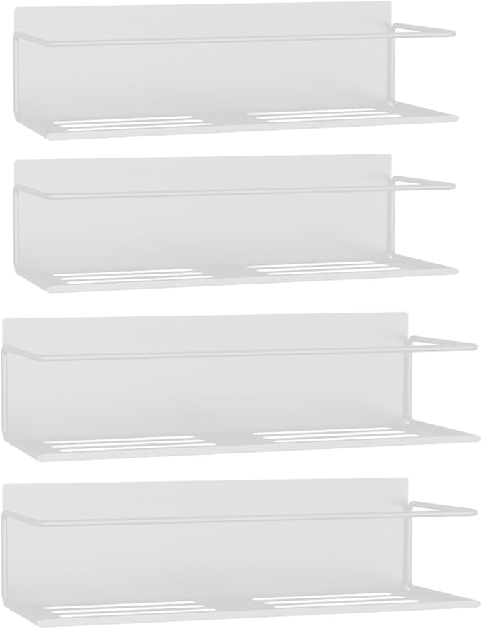 Magnetic Spice Rack for Refrigerator Magnetic Fridge Shelf for Kitchen Spice Organizer Magnetic Shelf for Fridge Space Saving White 4 Pack with Magnetic Paper Towel Holder