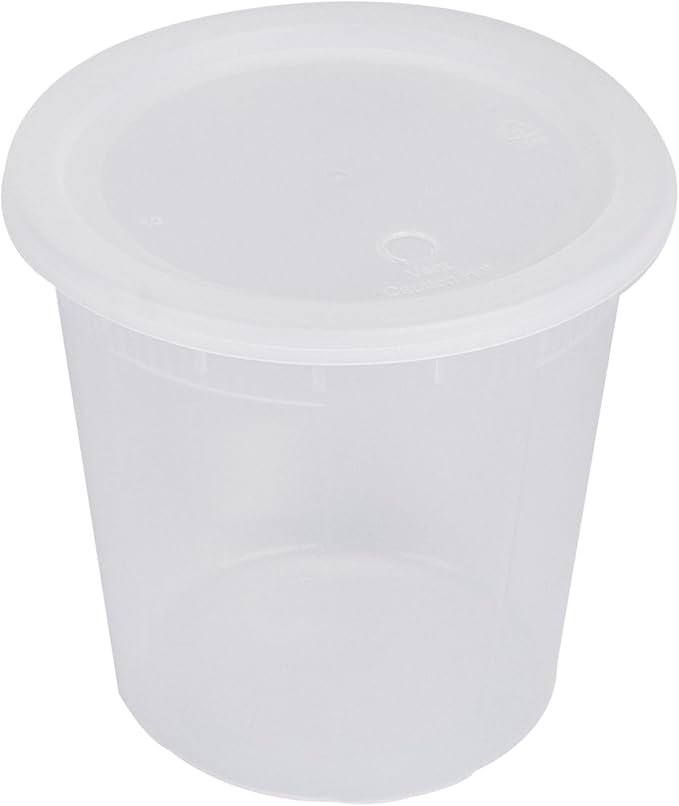 Restaurantware Plastic Food Container 100 Pack of 32 oz Clear Microwave-Safe Storage Container With Lid Leakproof Round Shape Disposable Freezer-Safe
