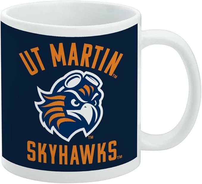 University of Tennessee Martin Skyhawks Logo Ceramic Coffee Mug, Novelty Gift Mugs for Coffee, Tea and Hot Drinks, 11oz, White