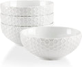 Cereal Soup Bowls, 20 Ounce White Bowls Set, Porcelain Bowls for Oatmeal, Rice, Salad, Pasta and Noodle, Set of 4 (6inch)