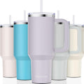 40 oz Tumbler with Handle and Straw Lid Insulated Tumblers Cups with Lids Straws Double Wall Vacuum Leak Proof Stainless Steel 40oz Tumbler Travel Mug Gifts for Men Women Him Her (Orchid)