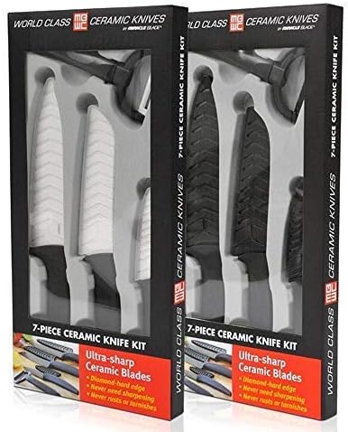 Miracle Blade IV World Class Professional Series Black 7-piece Ceramic Kitchen Knife Set - Sharpest Knives - Maintain Precision Cut: Never Dulls & Won't Rust or Stain