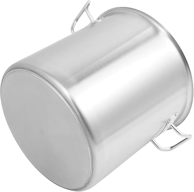 Large Stock Pot with Lid, Stainless Steel Cookware Stockpot, 26.4 Quart Heavy Duty Soup Pot with 2 Handles, All Stoves Compatible, Fast and Uniform Heating