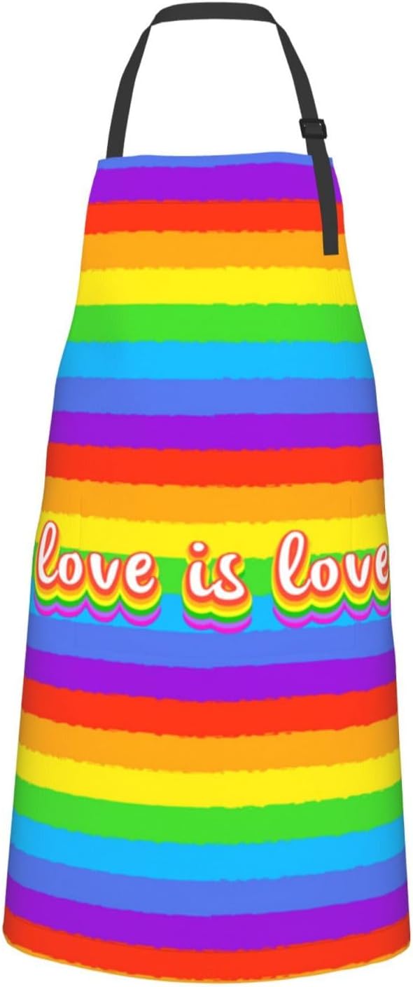 LGBT Aprons Gay Aprons with Pockets and Adjustable Rainbow Apron for Gardening Cooking Kitchen