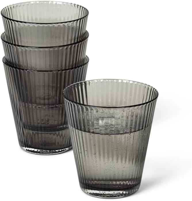 Rosendahl Grand Cru Nouveau Glass Tumbler Set (Set of 4) - 8.8 Fl. Oz. - Lead-Free, Dishwasher Safe, Elegant Clear Glass Drinkware for Water, Juice, Coffee, and Wine - Modern, Durable (Smoke)