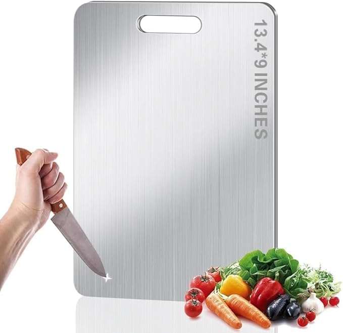 Titanium Cutting Board for Kitchen — 100% Pure Titanium, Double‑Sided Chopping Board — Durable, Non‑Toxic, Hygienic, Dishwasher‑Safe & Scratch‑Resistant Cutting Board — (13.5" x 9" in)