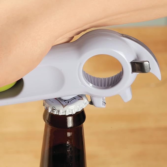 6 in 1 Can Opener, Crafted With 100% Durable Plastic and Metal, Easy Storage, Kitchen Gadgets - Measures 8" Long x 2 1/2" Wide, by Home Marketplace