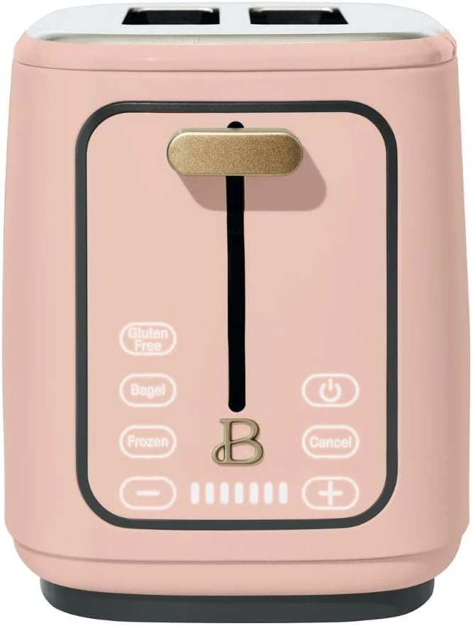 Beautiful by Drew Barrymore 2-Slice Toaster, Touch-Activated Display, 7 Shade Settings, Bagel/Frozen/Reheat Presets. (Rose)