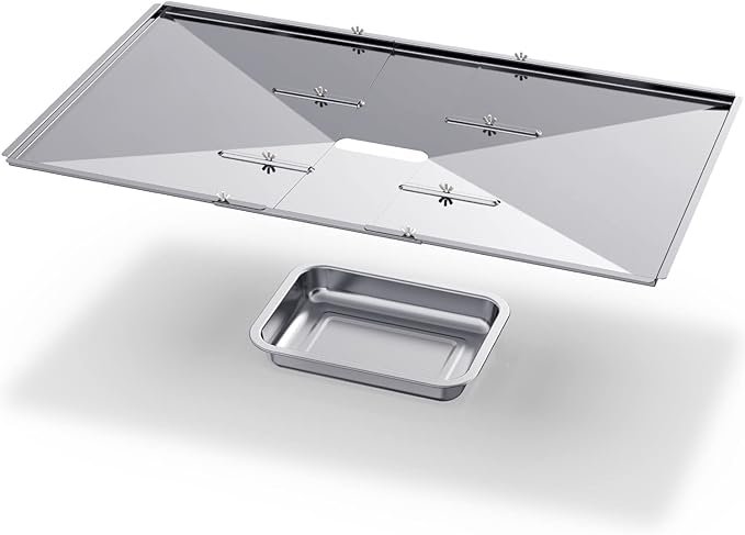 Geesta Grill Grease Tray Set, Stainless Steel Grill Replacement Parts, 27" - 30" Adjustable Grill Drip Pans Fit for Gas Grill from Dyna Glo, Nexgrill, Backyard Grill, Expert, BHG, Kenmore and More