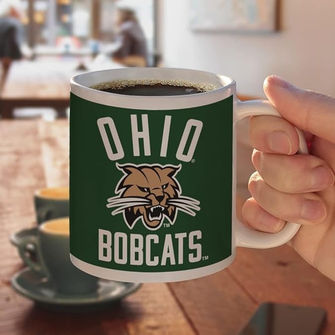 Ohio University Bobcats Logo Ceramic Coffee Mug, Novelty Gift Mugs for Coffee, Tea and Hot Drinks, 11oz, White