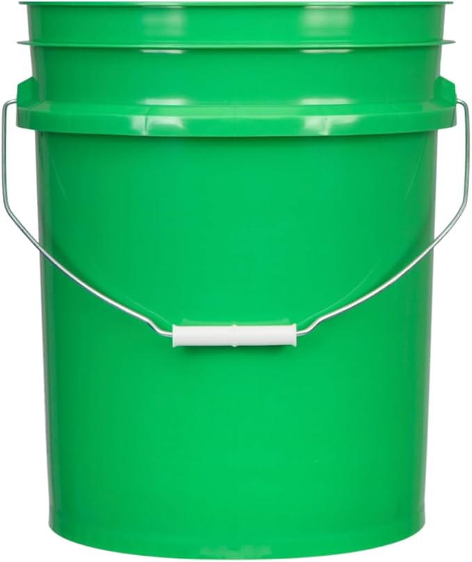 House Naturals 5 Gallon Food Grade Plastic Bucket with Air Tight Screw on Lid Made in USA Container (Green Bucket with Green Lid)