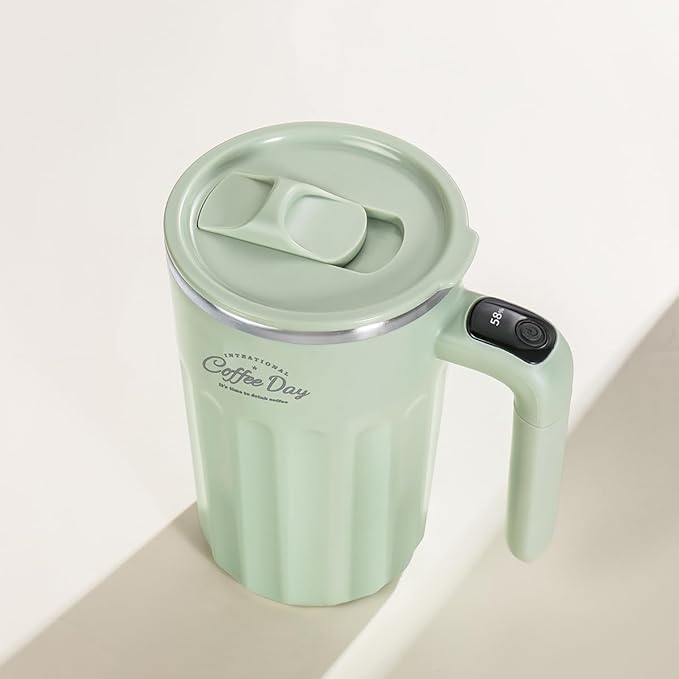 Self Stirring Mug,Self Stirring Coffee Mug,Suitable for Coffee, Milk, Cocoa and Other Beverages,Insulated bottle (Matcha Green-temperature, 12 Ounces)