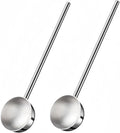 Small Soup Ladle SUS304 Stainless Steel Metal Deep Spoon With Pour Spout 2 oz Long Handle Gravy Ladles Heat-Resistant for Kitchen Cooking Serving Soups and Drizzle Sauces 2 Pack Set (10.5 inch)