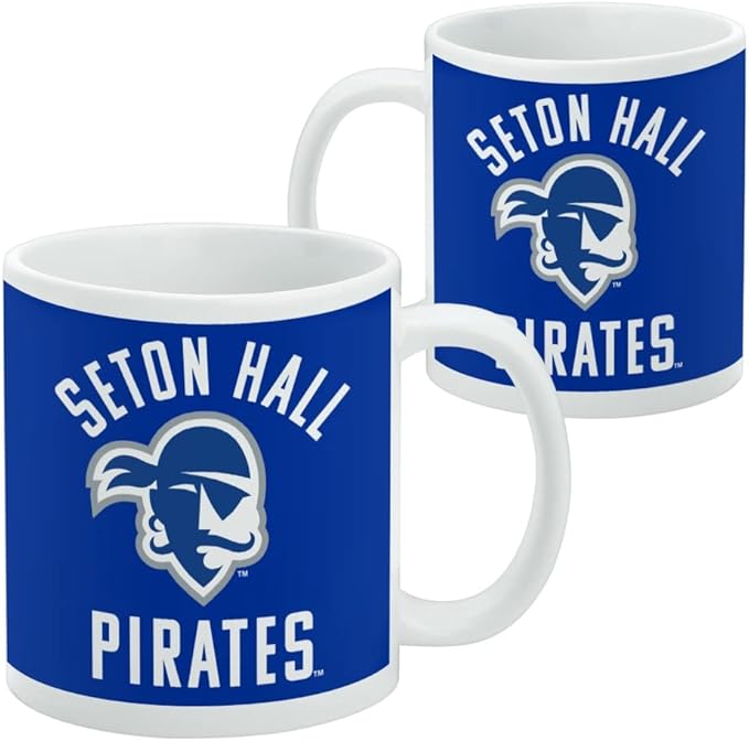 Seton Hall Pirates Ceramic Coffee Mug, Novelty Gift Mugs for Coffee, Tea and Hot Drinks, 11oz, White