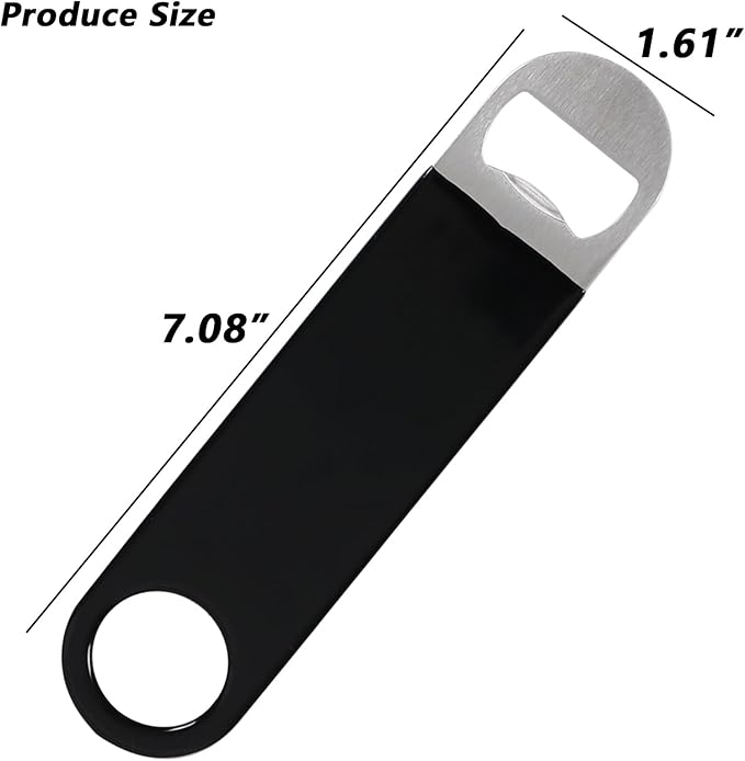 12 Packs Black Stainless Steel Flat Beer Openers, Speed Openers, Black
