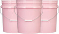 House Naturals 5 Gallon Pink Food Grade Plastic Storage Bucket (Pack of 3) Made in USA (Pink Buckets Without Lids)