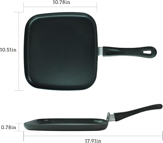 10 Inch Square Griddle Pan, Nonstick Grill Pan for Cooking Eggs, Omelettes, and More, Griddle Cookware, PFOA Free