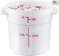 Restaurantware-Met Lux 1 Quart Food Storage Containers, 10 White Storage Containers - Lids Sold Separately, Red Volume Markers, Dishwashable Containers, Side Handles, For Storing Foods