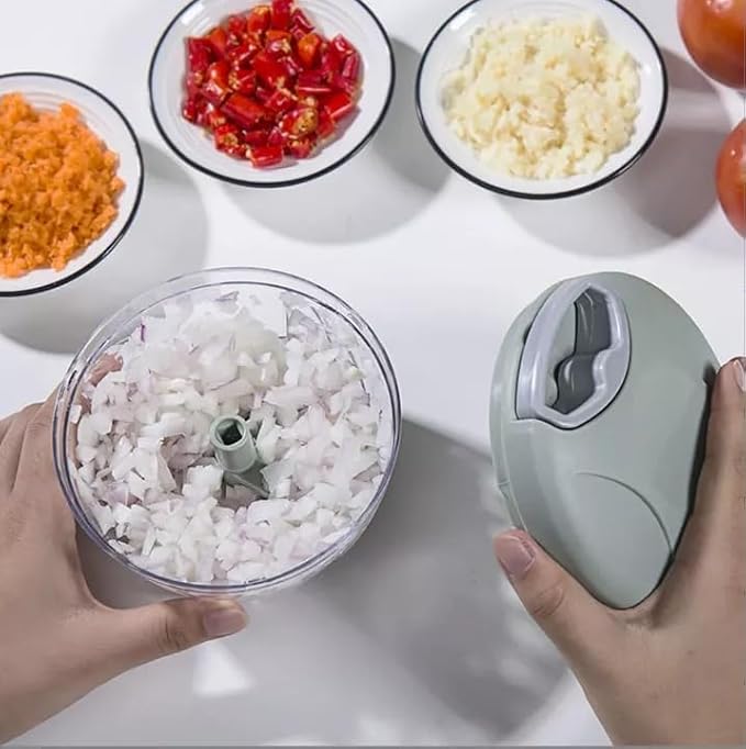 Manual Pull-Cord Vegetable Chopper – 2 Cup Mini Food Processor – Color Variations (Mint Green)