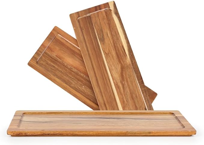 ZONEYILA 3 Tier Serving Stand with Wooden Serving Platter, 14 Inch Tier Serving Trays with Collapsible Sturdier Rack, Rectangle Cupcake Stand for Party