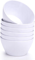 4.7-Inch Melamine Rice Bowls (Set of 6) - 12oz Unbreakable and Reusable Soup Bowls with Ceramic Feel, Stackable and Dishwasher-Safe Dinnerware (White)