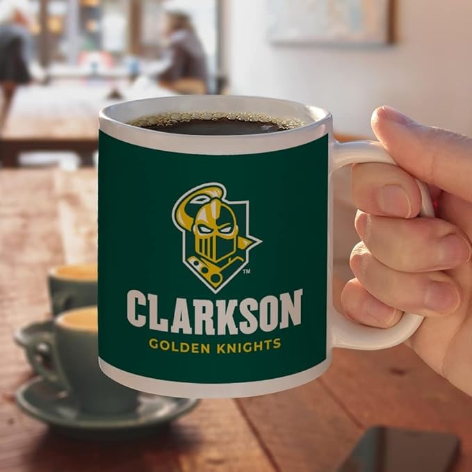 Clarkson Golden Knight Ceramic Coffee Mug, Novelty Gift Mugs for Coffee, Tea and Hot Drinks, 11oz, White