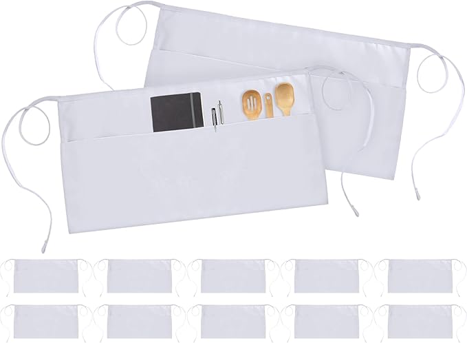 Utopia Wear 12 Pack Server Apron with 3 Pockets, Waist Apron for Waiter Waitress, 12 Inches