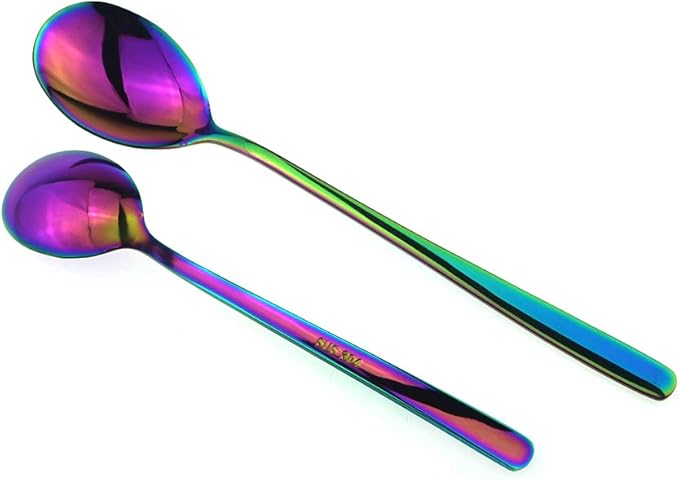JASHII Mirror Polished Rainbow 30-Piece SUS304 Stainless Steel Flatware Set,Colorful Silverware Set Dinner Knife Fork Spoon Dessert Fork Salad Spoon Service for 6