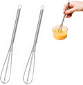 2pcs Whisks Stainless Steel Mini Wire Whisks Set of 2 Portable Stainless Steel Kitchen Tiny Whisk Egg Beater with Thick Wire for Cooking Blending Whiping Beating Stirring