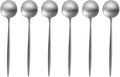 Silver 18/10 Stainles Steel Coffee Spoons, Slim Cutlery for Kitchen Hotel Restaurant Wedding Party, Matte Finish, Dishwasher Safe, Pack of 6