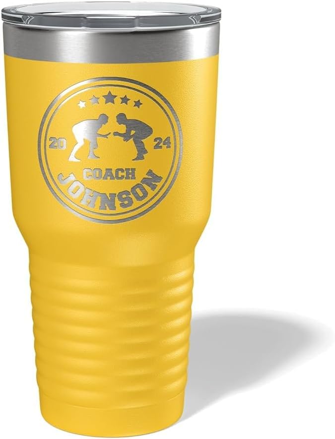 Wrestling Coach gifts, Tumbler, Coach tumbler, Wrestling gifts, Coach Beer glass, Coach gift, Coach gifts, Wrestling Coach (Wrestling Circle, Yellow, Wrestling Hexagon 30oz Black)