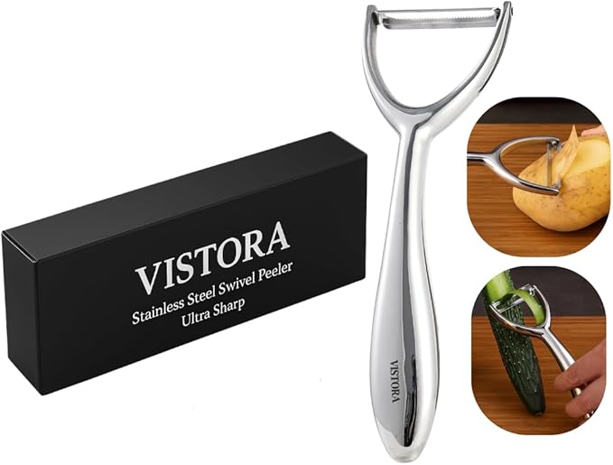 Fruits & Vegetable Peeler - Y Shaped Potato Peelers - Stainless Steel Peeler - Nontoxic Apple Peeler - Ultra Sharp Potato Peeler - Veggie Peeler - Y Peeler - Smooth Curved Handle Kitchen Peeler - Gift