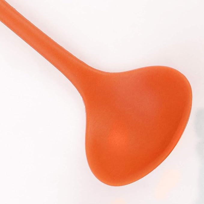 uxcell Silicone Soup Ladle Spoon 11.6 Inch Length Heat Resistant to 450°F One Piece Design Restaurant Kitchen Cooking Utensil for Serving Soup Orange