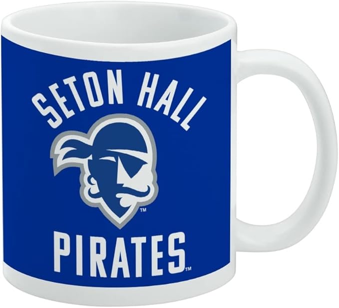 Seton Hall Pirates Ceramic Coffee Mug, Novelty Gift Mugs for Coffee, Tea and Hot Drinks, 11oz, White