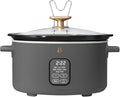 Beautiful 6 Qt Programmable Slow Cooker with Touch Control, Digital Timer and Keep Warm Function – Large Electric pot Capacity Kitchen Appliance by Drew-Barrymore (Oyster Grey)
