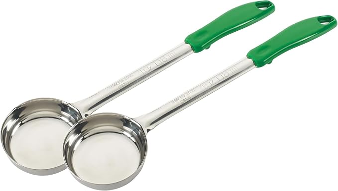 2 Pack Soup Ladle, 4-Ounce Medium – Stainless Steel Serving & Cooking Spoon with Green Handle for Soup, Sauce, Gravy, Kitchen or Food Prep