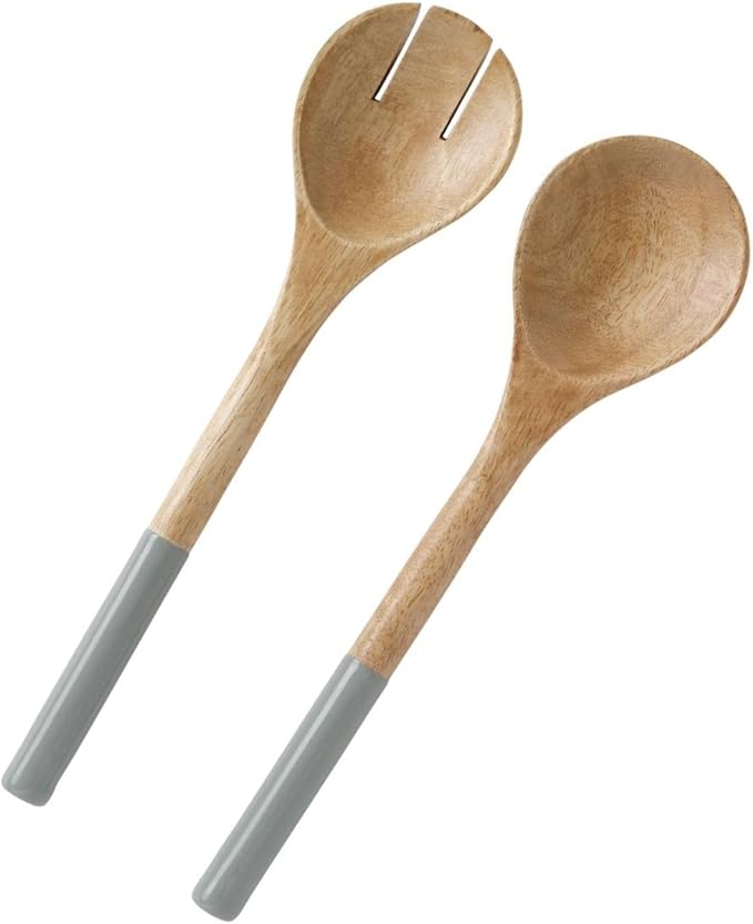 Folkulture Salad Servers or Salad Tongs | Set of 2 (12") Serving Spoons in Kitchen Essentials or Salad Hands Set | Wooden Salad Tongs for Serving | Christmas Gifts for Women Unique