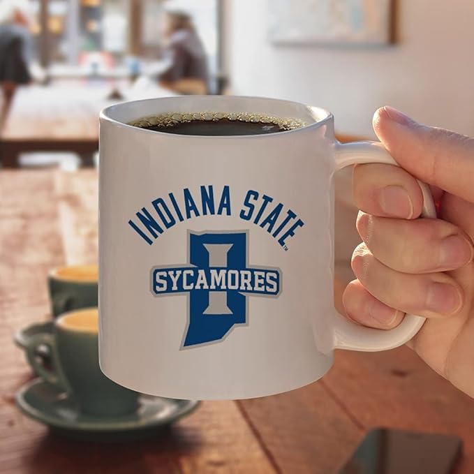 Indiana State University Sycamores Ceramic Coffee Mug, Novelty Gift Mugs for Coffee, Tea and Hot Drinks, 11oz, White