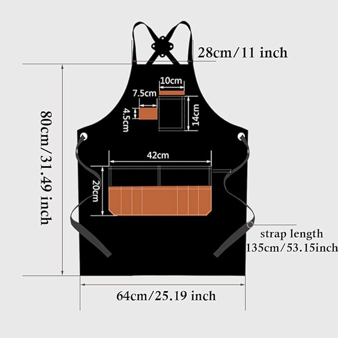 boshiho Barber Shop Apron with Pockets Arist Painting Beauty Salon Aprons for Women/Men Utility Work Apron (Canvas Coffee)